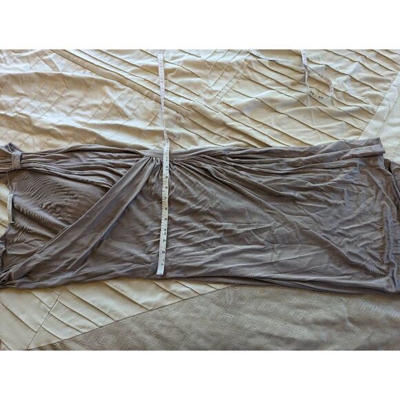D. exterior grey jersey knit faux wrap jeweled strap cocktail dress sz m - Picture 6 of 8